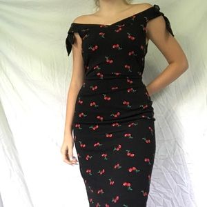 cherry midi dress